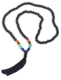 Vintage Multi-color Tassel Decorated Necklace (8mm)