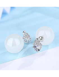 Fashion Silver Color+white Ball Shape Decorated Earrings