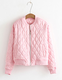Fashion Pink Pure Color Decorated Coat
