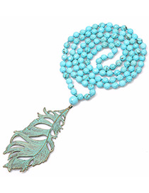 Fashion Blue Leaf Shape Decorated Necklace