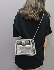Fashion Silver Color Buckle Decorated Pure Color Shoulder Bag