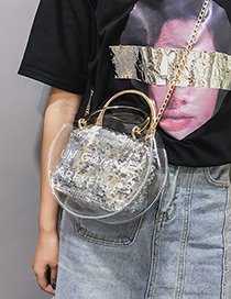 Fashion Silver Color Round Shape Decorated Shoulder Bag