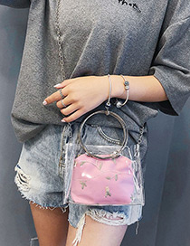 Fashion Pink Circular Ring Shape Decorated Shoulder Bag