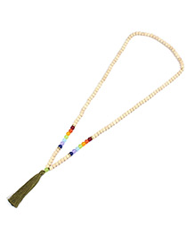 Fashion Green Tassel&bead Decorated Necklace