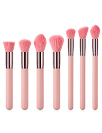 Fashion Pink Round Shape Decorated Makeup Brush ( 7 Pcs )
