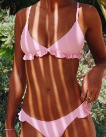 Sexy Pink Pure Color Decorated Bikini