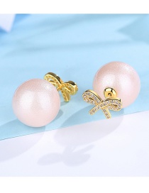 Fashion Light Pink+gold Color Bowknot Shape Decorated Earrings