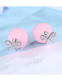 Fashion Pink+silver Color Bowknot Shape Decorated Earrings