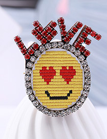 Fashion Red+yellow Simle Face&heart Pattern Decorated Brooch