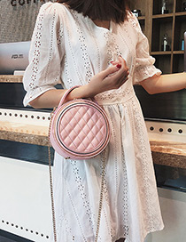 Elegant Pink Grid Pattern Design Round Shape Bag