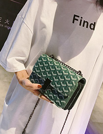 Elegant Green Letter Pattern Decorated Shoulder Bag