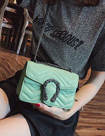 Elegant Green Snake Shape Decorated Square Shape Bag