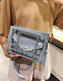 Fashion Blue Square Shape Design Transparent Bag