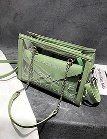 Fashion Green Square Shape Design Transparent Bag