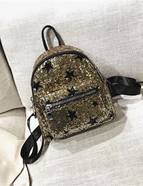 Trendy Gold Color Sequins Decorated Pure Color Backpack