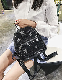 Trendy Black Star Shape Pattern Decorated Backpack