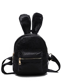 Trendy Black Ears Shape Design Pure Color Backpack(small)