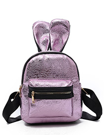 Trendy Pink Ears Shape Design Pure Color Backpack(small)