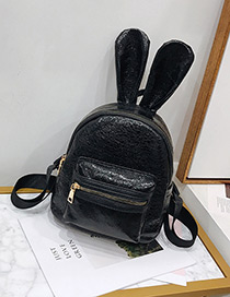 Trendy Black Pure Color Decorated Ears Shape Backpack(large)