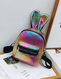 Trendy Multi-color Color Matching Decorated Ears Shape Backpack(large)