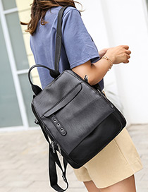 Elegant Black Pure Color Design Casual Backpack