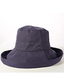 Trendy Blue+purple Pure Color Design Sunscreen Fisherman Hat