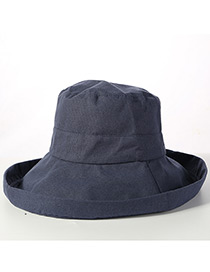 Trendy Navy Pure Color Design Sunscreen Fisherman Hat