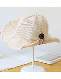 Trendy Beige Button Shape Decorated Sunscreen Fisherman Hat