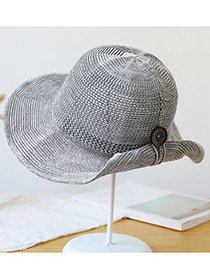 Trendy Gray Button Shape Decorated Sunscreen Fisherman Hat