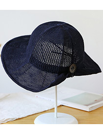 Trendy Navy Button Shape Decorated Sunscreen Fisherman Hat