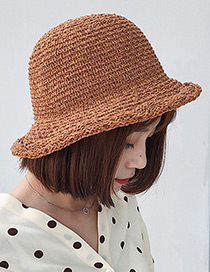 Trendy Brown Curling Design Pure Color Sunscreen Hat