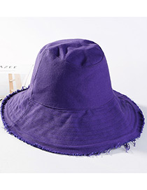 Trendy Blue+purple Pure Color Design Foldable Sunscreen Hat