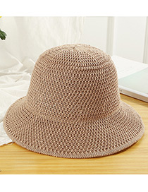 Trendy Khaki Knitted Design Pure Color Sunscreen Hat