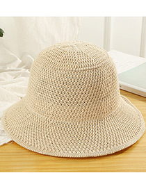 Trendy Beige Knitted Design Pure Color Sunscreen Hat