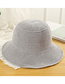 Trendy Gray Knitted Design Pure Color Sunscreen Hat