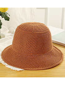 Trendy Brown Knitted Design Pure Color Sunscreen Hat