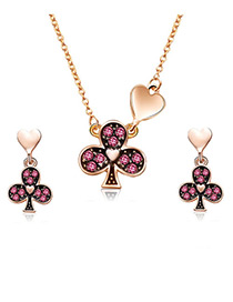 Fashion Rose Gold Plum Blossom Shape Design Jewelry Sets