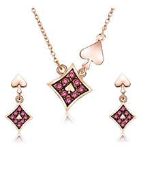 Fashion Rose Gold Rhombus Shape Design Jewelry Sets