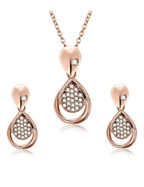 Fashion Rose Gold Water Drop Shape Decorated Jewelry Sets