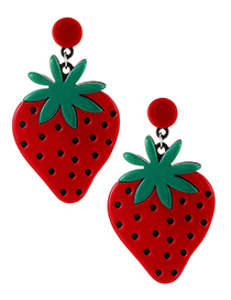 Elegant Red Strawberry Shape Design Earrings