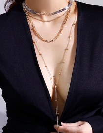 Fashion Gold Color Tassel Design Multi-layer Necklace