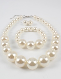 Elegant White Full Pearls Design Pure Color Jewelry Sets