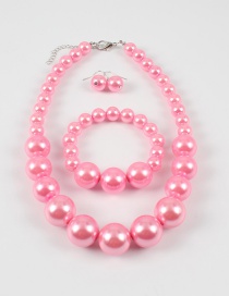 Elegant Pink Full Pearls Design Pure Color Jewelry Sets