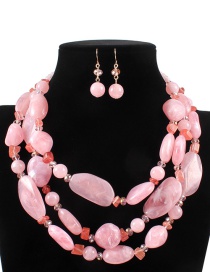 Elegant Pink Irregular Shape Design Multi-layer Jewelry Sets