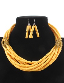 Elegant Yellow Beads Decorated Pure Color Jewelry Sets