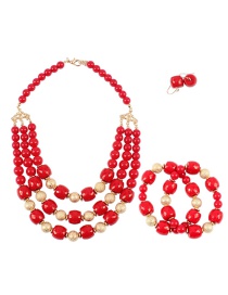 Elegant Red Multi-layer Design Simple Jewelry Sets
