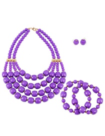 Elegant Purple Pure Color Design Multi-layer Jewelry Sets