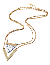 Fashion White Triangle Shape Decorated V Shape Necklace