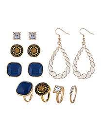 Fashion Multi-color Geometric Shape Design Earrings&rings