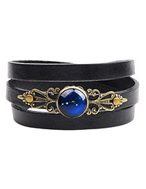 Vintage Sapphire Blue Planet Pattern Decorated Multi-layer Bracelet